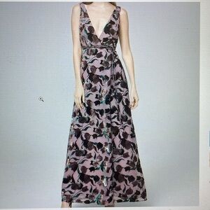 Aidan Mattox Burnout Velvet Wrap Dress Antique 4